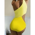 thumbnail image 6 of Inadays Women's One Piece Swimsuits One Shoulder Bathing Suits Asymmetric Swimwear Waist Cutout Monokinis, Yellow, XL, 6 of 9