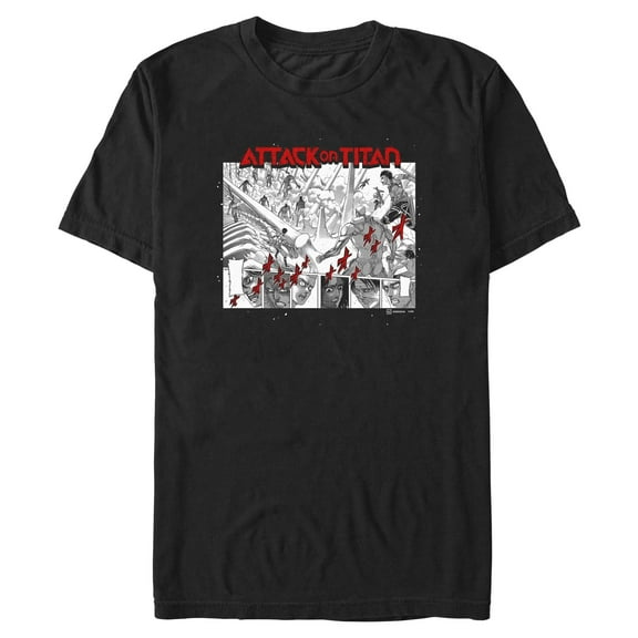 Mens Attack on Titan Fight Reaction Panels T Shirt