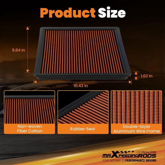 maXpeedingrods MX-2385 High Performance Engine Air Filter Washable & Reusable, Requires No Oil for Ford F150 2009-2021, for Expedition 2007-2021, for F250 F350 F450 F550 Super Duty