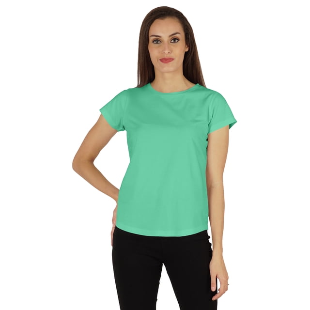 Inkmeso T-Shirt à Manches Courtes Uni pour Femmes Coupe Régulière Décontractée T-shirts Basiques Doux