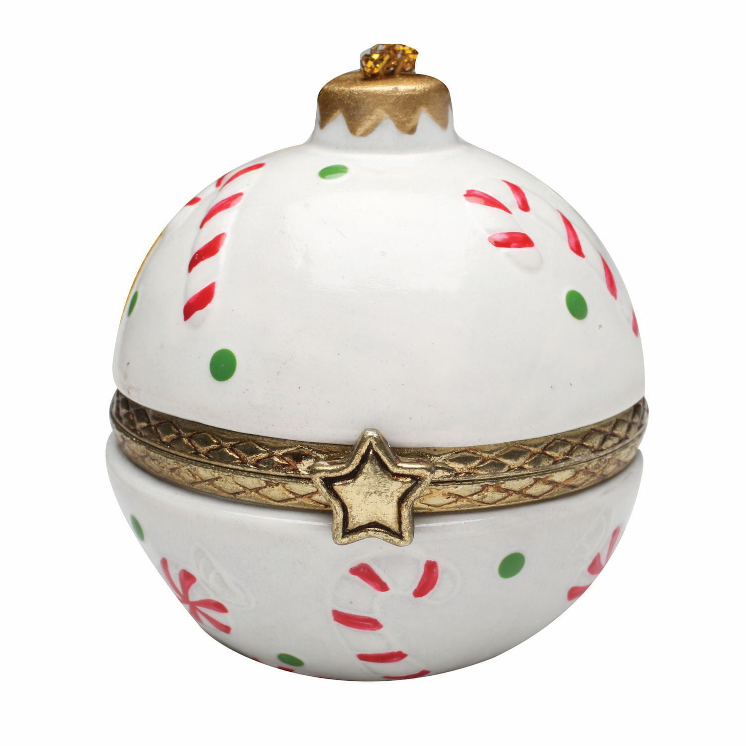 Hinged Porcelain Surprise Christmas Ornaments Champagne