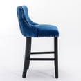 thumbnail image 4 of Smilegend Set of 2 Velvet Upholstered Barstools, Wingback Counter Height Chairs with Button Tufted Backrest, Wooden Legs and Chrome Nailhead Trim, Modern Leisure Bar Chairs (Blue), 4 of 8