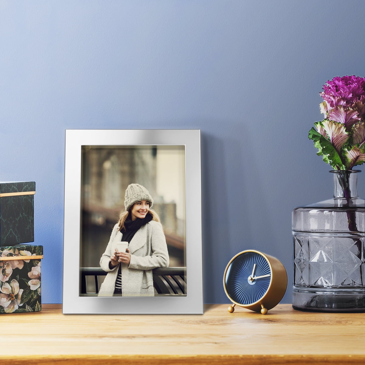 5x7 Solid Wood Picture Frame - Silver