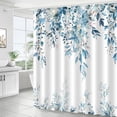 thumbnail image 2 of Blue Eucalyptus Leaves Shower Curtain, Aesthetic Art Watercolor Plant Floral Leaf Bathroom Decor, Waterproof Fabric Shower Curtain Set with Hooks 72x72 Inches, 2 of 6