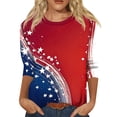 thumbnail image 2 of KDDYLITQ Womens 250 Year American Anniversary Tshirt American Birthday Usa Flag 3/4 Sleeve Blouses Patriotic 250 Years Birthday Causal Tees Red White and Blue Basic Crew Neck Tops Deep Red XL, 2 of 5