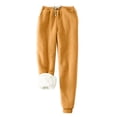 thumbnail image 1 of MIASHUI Womens Solid Color Plus Size Loose Thick Fleece Lined Slimming Thermal Underwear Warm Pants Base Layer For Cold Weather Yellow,S, 1 of 2