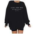 thumbnail image 2 of UJNDER Women's Jesus Letter Print Round Neck Pullover Sweatshirt Long Sleeve Casual Comfort Top Black M, 2 of 3