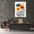 thumbnail image 5 of Mudket Blue and Orange Poppies Canvas Wall Art, Framed Ready to Hang, Modern Floral Wall Decor for Living Room Bedroom Office, Abstract Botanical Print - 12"L x 8"W, 5 of 10