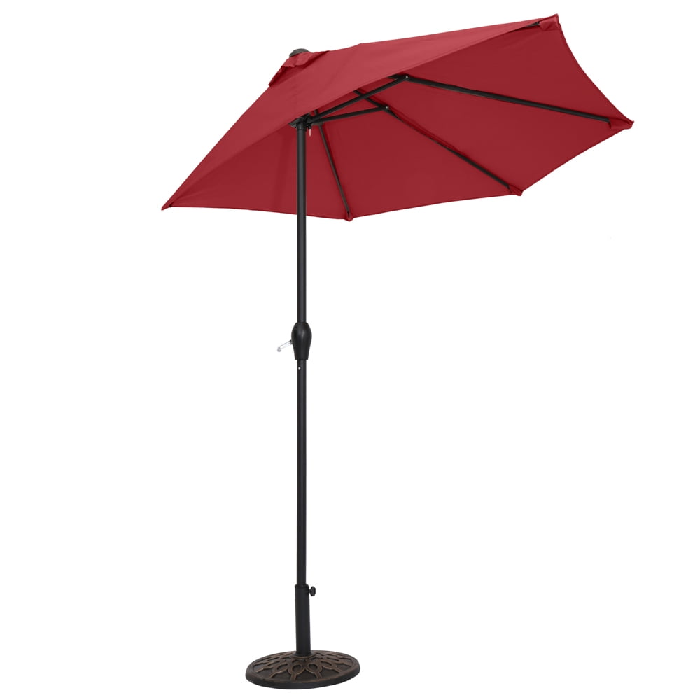 Veryke 9FT Patio Umbrella Half Round Outdoor Umbrella with Crank for Sun Shade (Wine Red