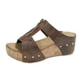 thumbnail image 2 of IUJSOY Womens Front Zipper Wedge Sandals Comfortable Footbed Cork Platform Slides Dressy Sandals, 2 of 9