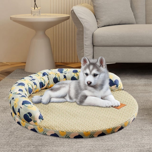 Cama de verano para perros Yinane Colchoneta para dormir con almohada Nido para mascotas M Verde
