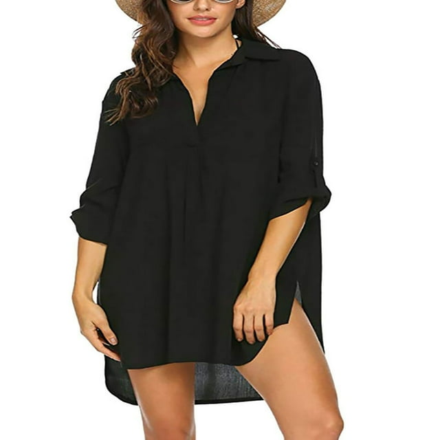 Hauts de Couverture de Maillot de Bain pour Femmes Chemises de Couverture de Maillot de Bain pour Dames Robe Courte Bikini Tunique de Plage