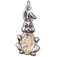 thumbnail image 1 of Sterling Silver 24" .8mm Yellow Belly Body Cubic Zirconia Easter Bunny Rabbit Pendant Necklace, 1 of 2