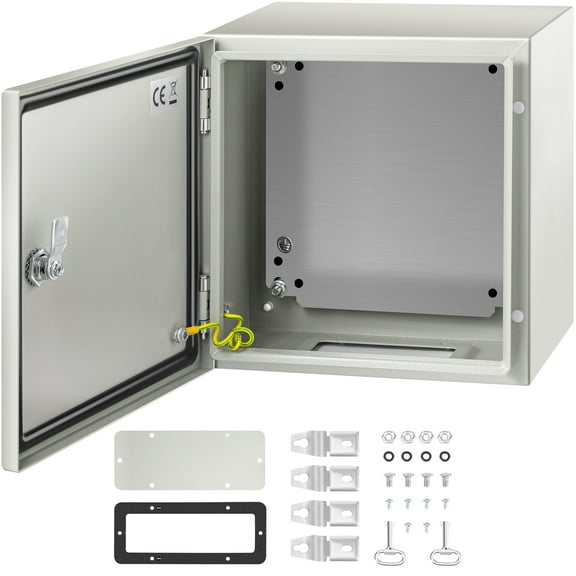 VEVOR NEMA Steel Enclosure, 12 x 12 x 8" NEMA 4X Steel Electrical Box, IP66 Waterproof & Dustproof, Outdoor/Indoor Electrical Junction Box, with Mounting Plate