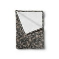 thumbnail image 2 of Floral Soft Flannel Fleece Throw Blanket, Hand Drawn Exotic Flowers and Leaves in Dotted Filling, Cozy Plush for Indoor and Outdoor Use, 50" x 60", Dark Grey Dark Tan, by Ambesonne, 2 of 5