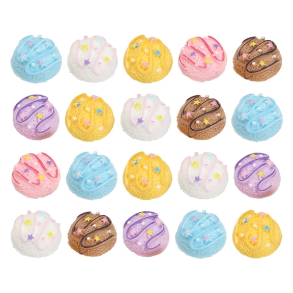 Uxcell Dollhouse Miniature Food, Cute Mixed Ice Cream Ball Figures Toys Mini Resin Foods for Pretend Play Kitchen Cooking Game & Doll House Decor (Mixing Colors, 20pcs)