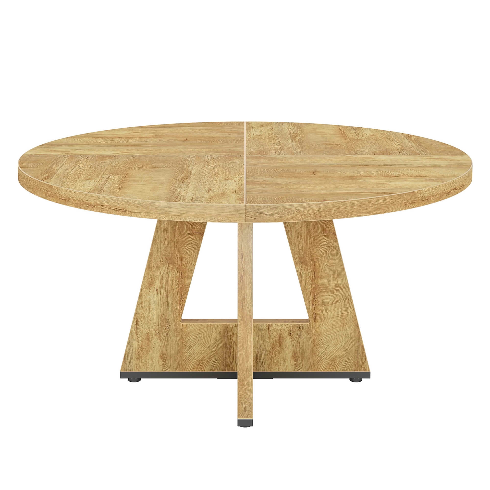 MAYEERTY 47 Inch Farmhouse Round Dining Table, Wooden Kitchen Dinner Table for 4 People with Sturdy Metal Frame