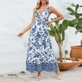 thumbnail image 6 of Ruyang V-Neck Floral Printed Summer A-Line Elegant Dresses Womens Vintage Sleeveless Beach Sundress Ladies Casual Loose Boho Dress, 6 of 7