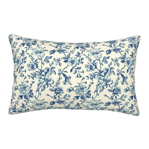 Naloa Vintage Blue Floral Pillowcase, Throw Pillowcase, Wrinkle-Free, Stain-Resistant with Hidden Zipper for Bedroom Sofa-14"x20"