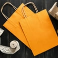 thumbnail image 7 of Orange Kraft Paper Bags with Handles Bulk, 8 x 4.75 x 10.5 Inch. Pack of 250 Kraft Paper Gift Bags with Handles. 150 GSM Kraft Bag, 7 of 7