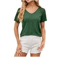 thumbnail image 2 of Fesfesfes Tshirt for Women's Solid V-neck Zippered Lapel Top Short Sleeve Tops for Women L(US:8), 2 of 4
