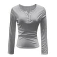 thumbnail image 4 of YueHuiYing Women's 2025 Fall Long Sleeve T Shirts Ribbed Knit Slim Fit Basic Tops Blouse Casual Outfits, 4 of 7