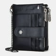 thumbnail image 1 of Ciaoed Men Genuine Leather Chain Wallet RFID Double ZIpper Anti-theft Multi-card Slot Card Holder Wallet - Black, 1 of 8