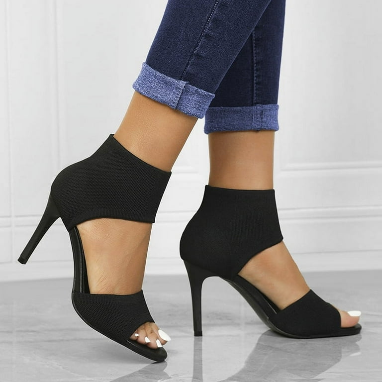 Thin strap 2024 black heels