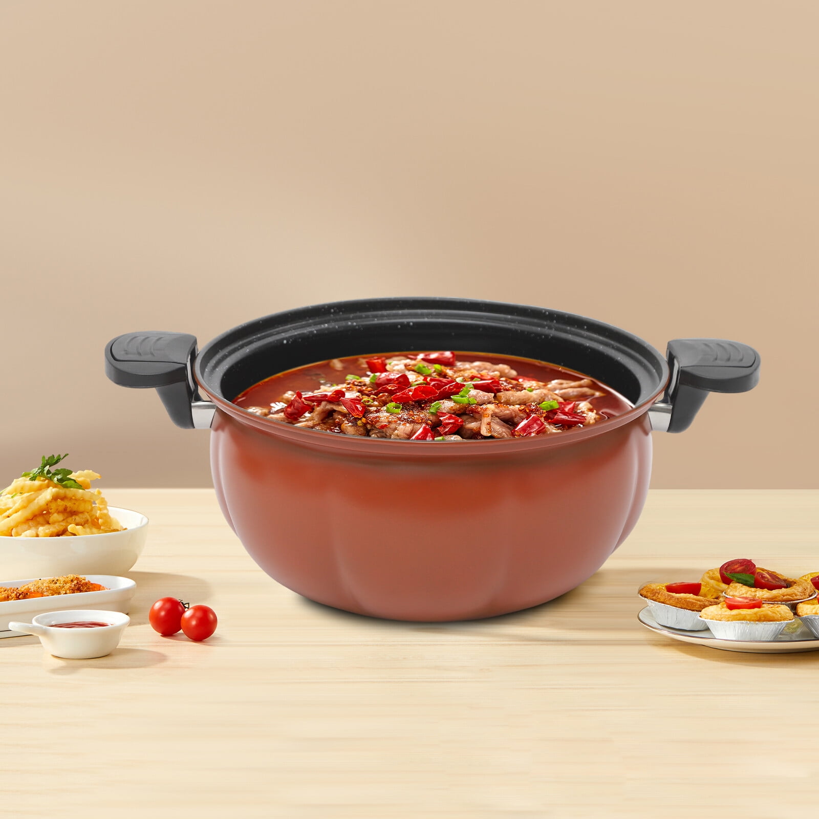 Miumaeov 8L/2.11gal Micro-pressure Cooker Pressure Cooking Pot Push-pull Lock with Steamer & Clear Glass Lid