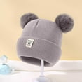 thumbnail image 6 of Staki Toddler Girl Winter Hat Infant Baby Beanie with Bear Ear Cute Winter Hat for Toddler Boys Girls Soft Knitted Cap(Gray,0-36 Months), 6 of 6