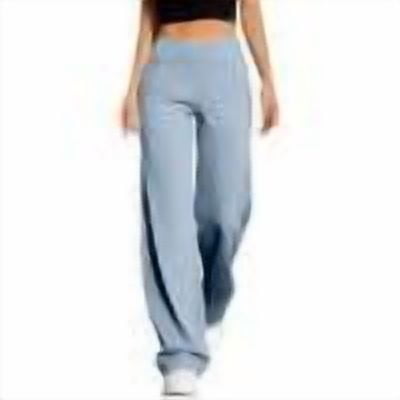 High Waisted Yoga Pants Fro Women Stretchy Straight Wide Leg Pants with Pocket Comfy Loose Workout Sport Pants ,Blue,S