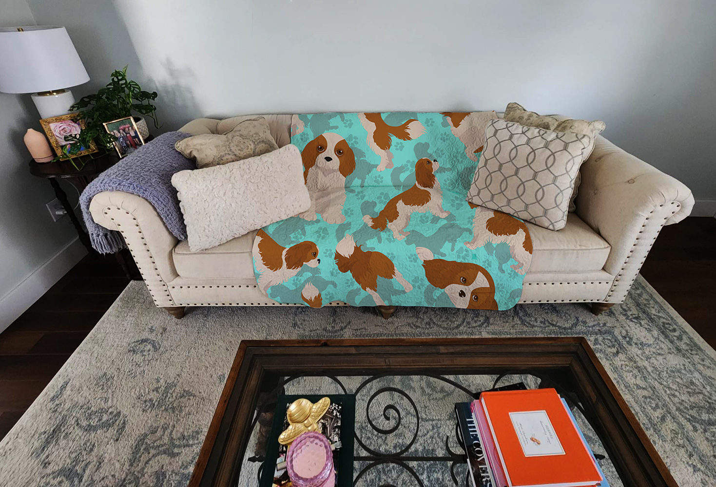 Carolines Treasures MLM1064LQB 50 x 60 in. Blenheim Cavalier Spaniel Quilted Blanket, Blue