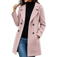 thumbnail image 3 of Arxian Womens Fall Winter Wool Coats Double Breasted Midi Peacoat Trench Coats Casual Hooded Long Sleeved Button Down Jacket With Lining and Pockets Pea Coat With Shoulder Pads, 3 of 9