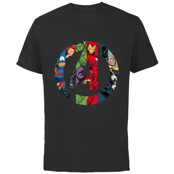 Marvel Avengers A Logo - Short Sleeve Cotton T-Shirt for Adults -Customized-Black
