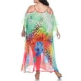 thumbnail image 3 of White Mark Women's Plus Size Sheer Caftan Dress with Tie-up Neckline, 3 of 5