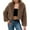 Brown, variant on Faux Fur Coats for Women Warm Long Coat Jacket Winter Solid V Neck Long Sleeve Outerwear