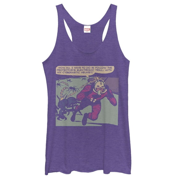 Women's Marvel Ant-Man Classic Cybernetic Helmet  Racerback Tank Top Purple Heather X Large