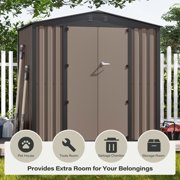 LAUSAINT HOME 4' x 6' Outdoor Storage Shed, Metal Shed Garden Tool Storage & Bicycle Storage with Lockable Door, Brown