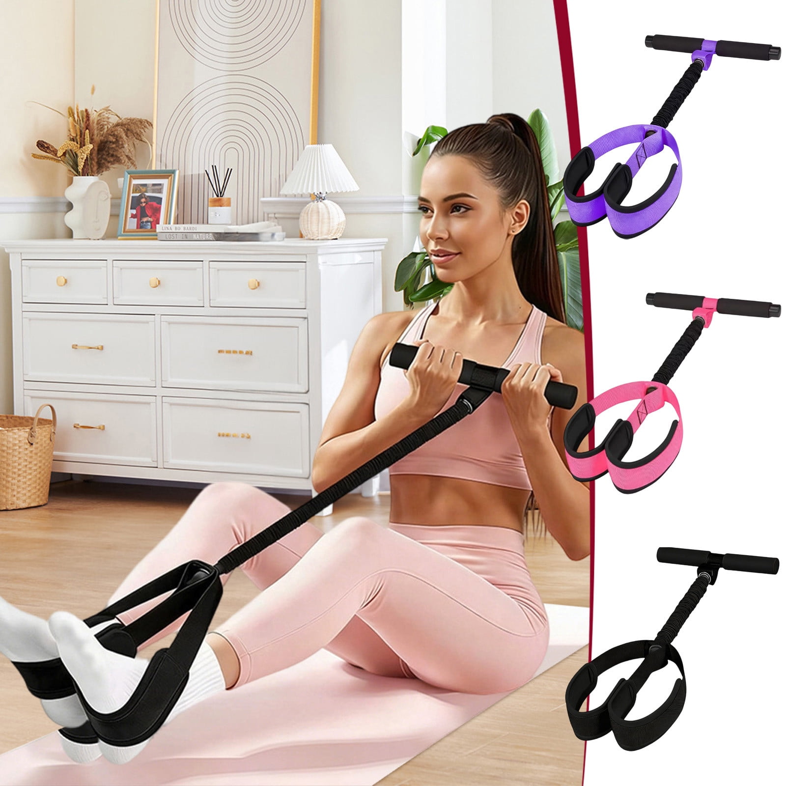 Pedal Resistance Bands with Handles, 2026 New Exercise Band, Multi-Function Fitness Band for Home Workout, Portable Foot Pedal Puller for Travel, Elastic Exercise Band for Women and Men