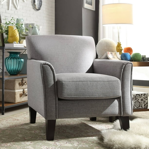 Weston Home Tribeca Living Room Upholstered Accent Chair, Grey Linen ...