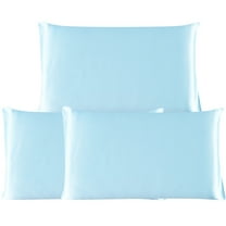 3 Pack 19 Momme Smooth Mulberry Silk Pillow Case Cover, King, Light Blue