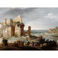 thumbnail image 2 of Breenbergh, Bartholomeus 32x25 Gold Ornate Wood Framed with Double Matting Museum Art Print Titled - Moses and Aaron Changing the Rivers of Egypt to Blood, 2 of 4