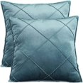 thumbnail image 1 of Paquete de 2 fundas de almohada de terciopelo, decoración de sofá, cojín cuadrado suave de 18 x 18, funda a cuadros sólida de estilo nórdico, color verde claro, 1 of 7