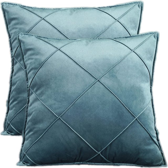 Paquete de 2 fundas de almohada de terciopelo, decoración de sofá, cojín cuadrado suave de 18 x 18, funda a cuadros sólida de estilo nórdico, color verde claro