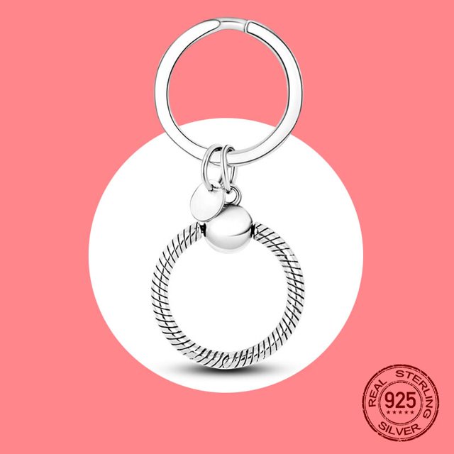 Simple 925 plata esterlina momento llavero pequeño bolso encanto titular ajuste Original marca encanto para mujer joyería hacer regalo Tan Jianjun unisex