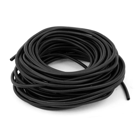 Unique Bargains 6mmx7mm Dia Flexible Corrugated Conduit Tube Pipe Hose Tubing Black 21M