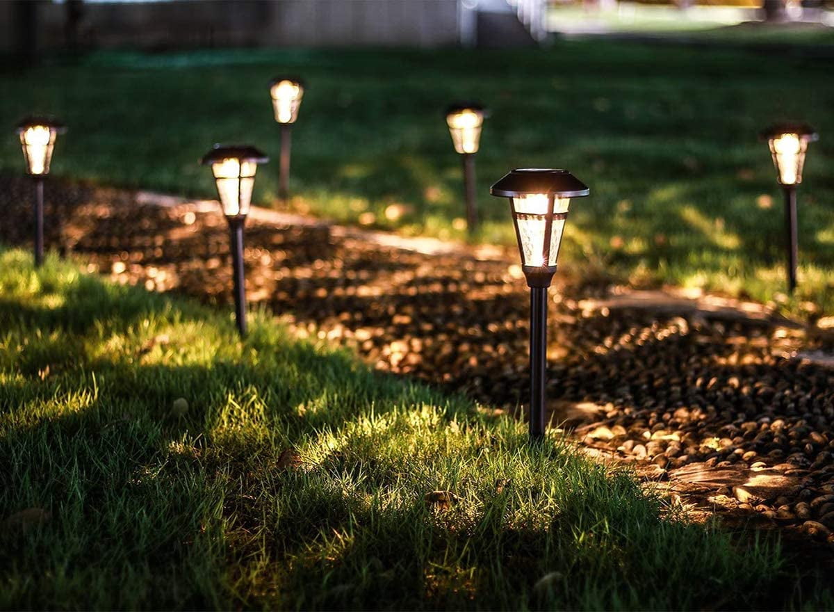Solpex 6 Pcs Solar Outdoor Lights, Bronze Finshed Landscape Path Lights, Glass Lamp, Waterproof Led Solar Pathway Lights for Lawn, Patio, Yard, Garden, Pathway, Walkway and Driveway