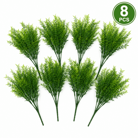 Artificial Rosemary Fake Greenery Leaves Bushes Floral Stems 14" 8 Pack - Outdoor Farmhouse Garden, Porch, Patio, Indoor Wedding Decoration