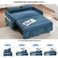 thumbnail image 6 of Euroco 55" Loveseat with Pull Out Bed, Sleeper Sofa with Adjustable Backrest, 2 Seater Couch with Pillows, Storage Pockets for Living Room, Blue, 6 of 13