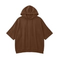thumbnail image 7 of Inverlee Oversized Short Sleeve Hoodies for Women Loose Fit Drop Shoulder Drawstring Pullovers Solid Casual Summer Hooded Tops Brown S-XXL, 7 of 7